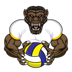 volleyball mascot monkey vector illustration design