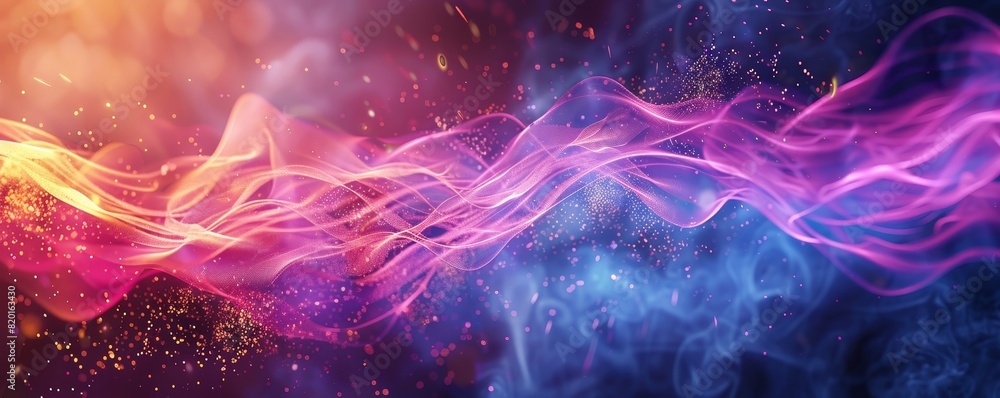 Poster abstract vibrant swirl of colorful smoke and light, creating a mystical and dynamic background perfe