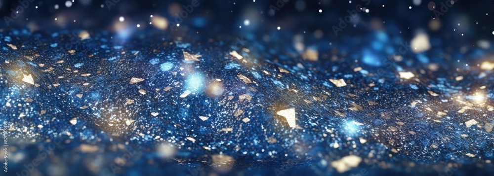 Poster a dreamy scene of sparkling glitter with bokeh lights and star shapes, creating a magical and festiv