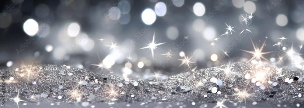 Poster sparkling abstract glitter with bokeh lights.