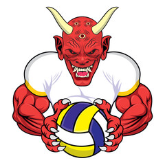 volleyball mascot monster vector illustration design