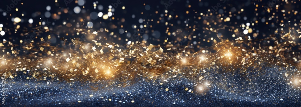 Poster a shimmering silver glitter background with soft bokeh lights, creating a festive and magical atmosp