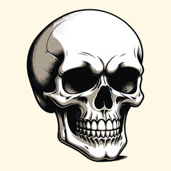 Hand Drawn Skull Illustration Mascot Engraved Style