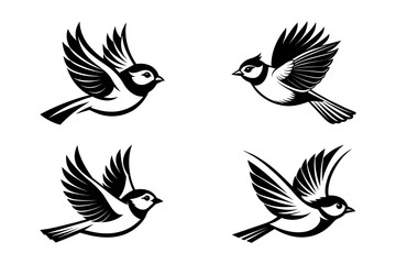 Set of bird vector silhouette 