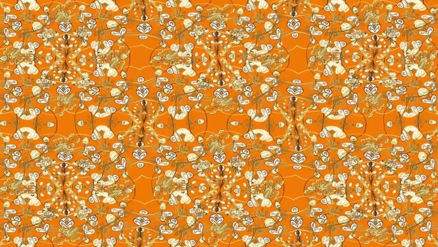 Motion footage background with colorful elements. Flowers. Vintage. Flag style. Video. Template. Loop. Seamless.