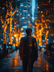 An investor navigating through a maze of financial data, seeking the path to maximize returns amidst fluctuating interest rates