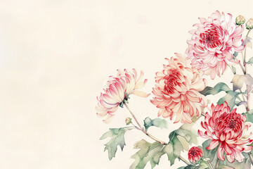 painting watercolor flower background illustration floral nature. Red gladioli flower background for greeting cards weddings or birthdays. Copy space. 