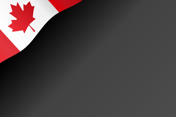 Flag of Canada waving fly background  frame corner border for decoration 3d gradient vector illustration.