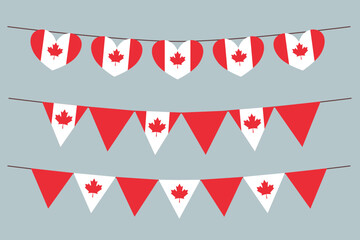 Flag of Canada bunting elements isolate for decoration background border vector illustration.