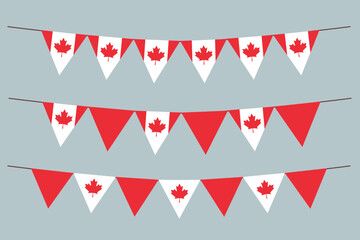 Flag of Canada bunting elements isolate for decoration background border vector illustration.