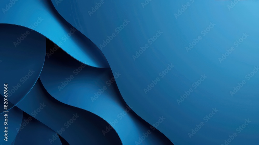 Poster an abstract image featuring elegant curves creating a sense of fluid blue waves, with a smooth gradi
