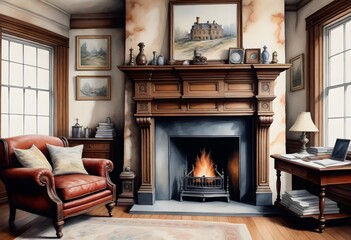 fireplace in living room (293)