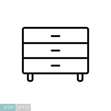 recommend clip art: Bedside dresser vector icon. Chest of drawer