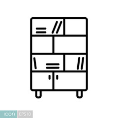 Office cabinet with folders and shelves icon