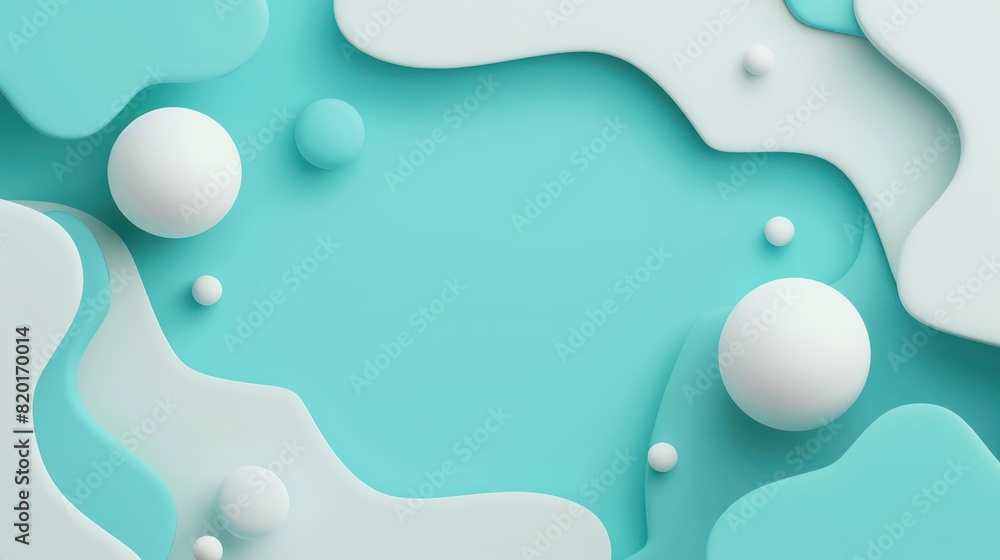 Poster this image features an abstract 3d rendering of a minimalist landscape with blue and white flowing s