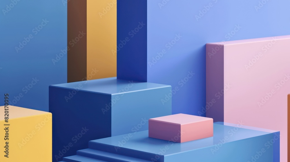 Poster the image showcases a variety of geometric shapes with a harmonious color palette, creating an abstr