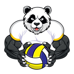 volleyball mascot panda vector illustration design
