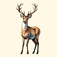  Reindeer Watercolor Painting Illustration