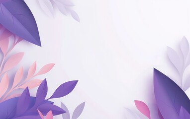 A visually appealing image with an abstract design of purple and pink leaves on a white background, showcasing a clean and modern aesthetic