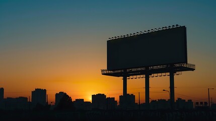 As the first light of dawn breaks over the city, a billboard emerges from the shadows, its pristine surface catching the golden hues of morning. 