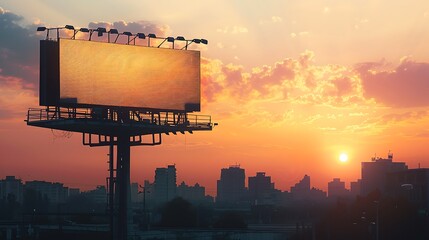 As the first light of dawn breaks over the city, a billboard emerges from the shadows, its pristine surface catching the golden hues of morning.