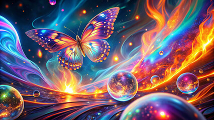 Abstract multicolored background with butterfly