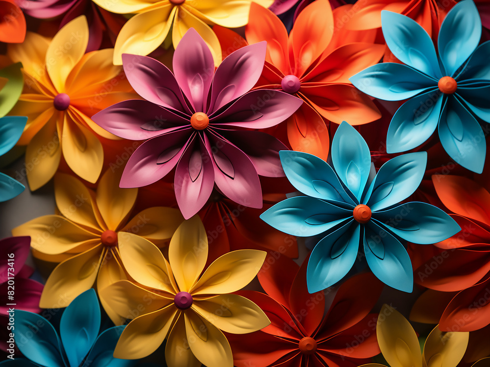 Poster dynamic 3d render presenting a kaleidoscope of colorful shapes