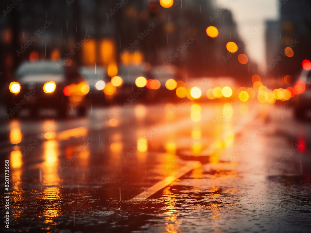 Poster traffic jams bokeh lights create a dynamic urban backdrop
