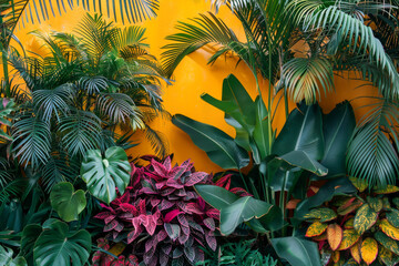 Obraz premium A wall covered in green plants and flowers