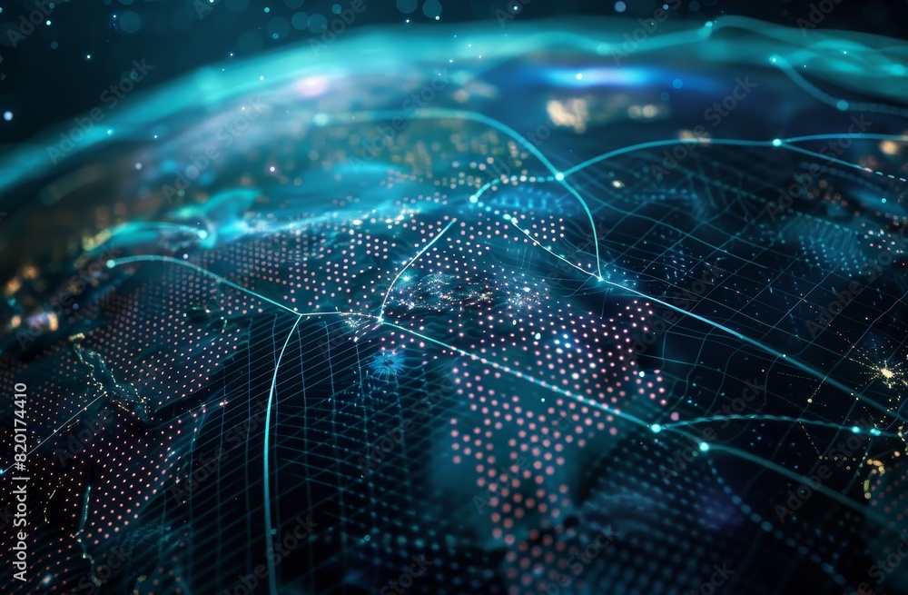 Poster global network connectivity and data flow - this image symbolizes global connectivity and data flow 