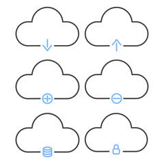 Flat and modern technology cloud icons