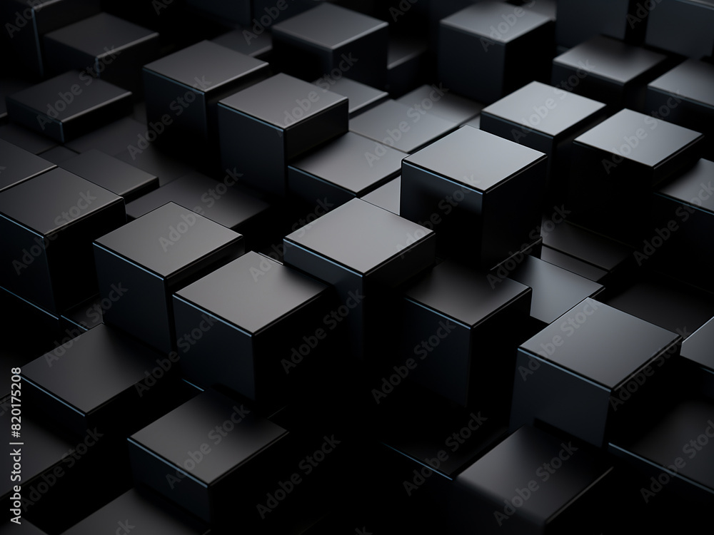 Poster background features 3d-rendered abstract black cube texture