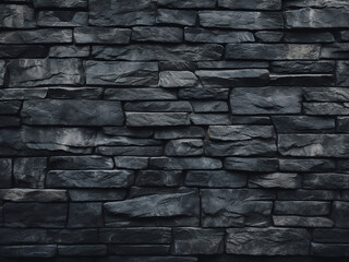 Obraz premium Natural pattern of black stone brick wall texture ideal for background and artwork