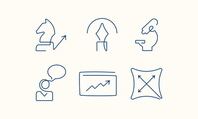 Business and digital marketing one line vector icons