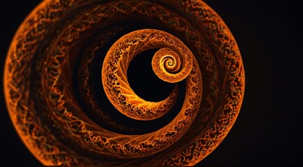 An orange spiral glowing in darkness, captivating with its vibrant hue and mesmerizing pattern.