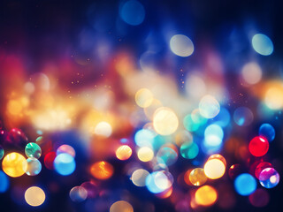 Out-of-focus Christmas lights create an abstract background