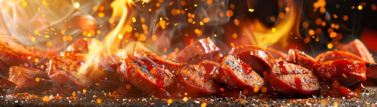 Currywurst, sliced sausage with curry ketchup, Berlin street food stall