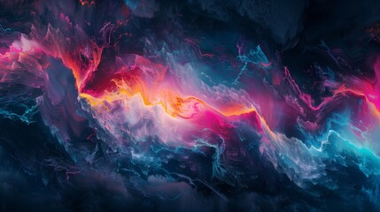 Fototapeta premium A colorful abstract digital painting featuring a mix of vibrant hues and dynamic shapes creating a visually stimulating composition