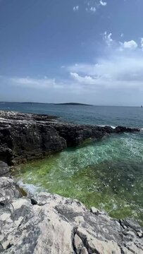 Short vertical video of the ocean view in premantura
