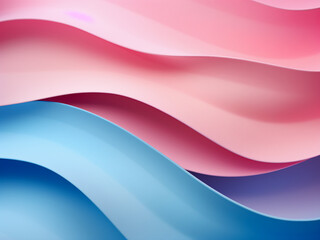 Pink and blue paper waves layered on pastel background, with room for text