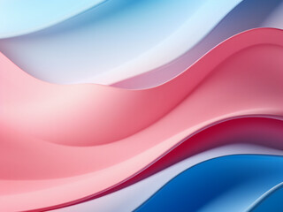 Obraz premium Abstract paper layers in pink and blue on a pastel backdrop, offering space for text