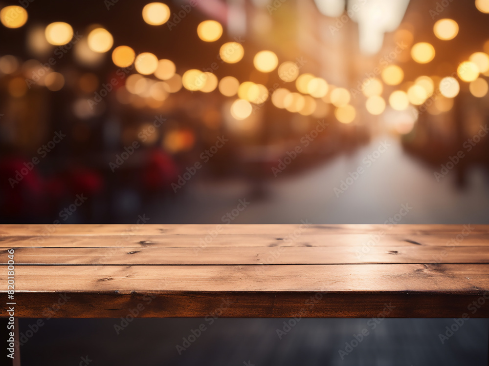 Poster create a cozy atmosphere with this wooden table in a caf? backdrop