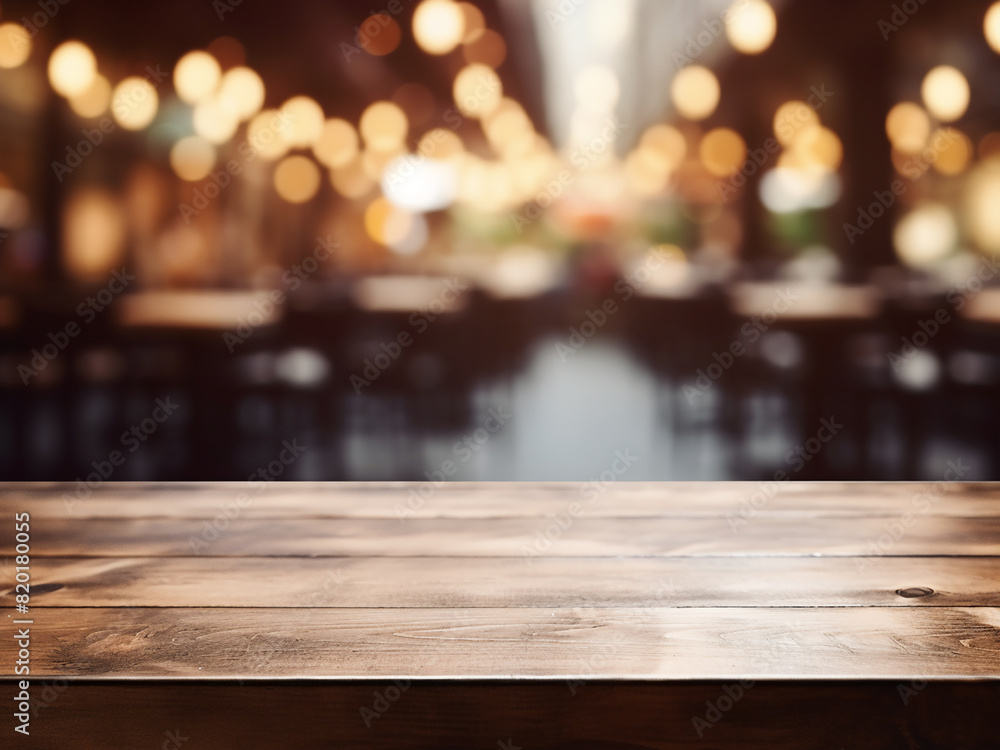 Poster enhance your product display with this wooden table in a caf? setting