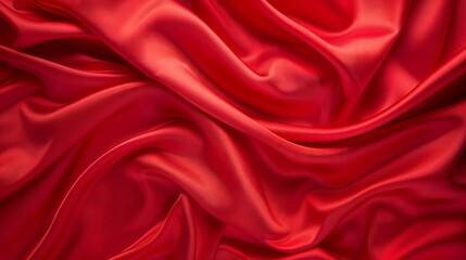 Obraz premium Beautiful red silk top view background. Stunning and silky backdrop with surface shimmer. Luxurious red background