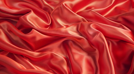Red cloth with soft waves of silk. A versatile background for various design projects, featuring a curvy and elegant pattern