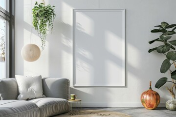 Poster Mockup in Modern Minimalist Interior created with Generative AI