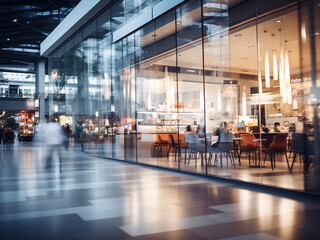 Shopping mall store blurred for versatile background use
