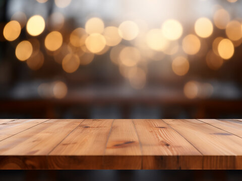 Soft blur highlights the simplicity of a wooden table setting