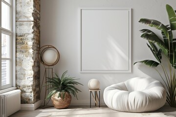 Poster Mockup in Modern Minimalist Interior created with Generative AI
