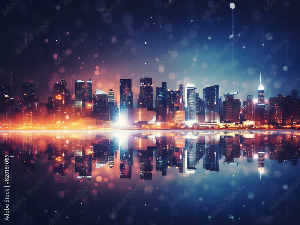 Poster softly lit cityscape forms an atmospheric backdrop for design projects